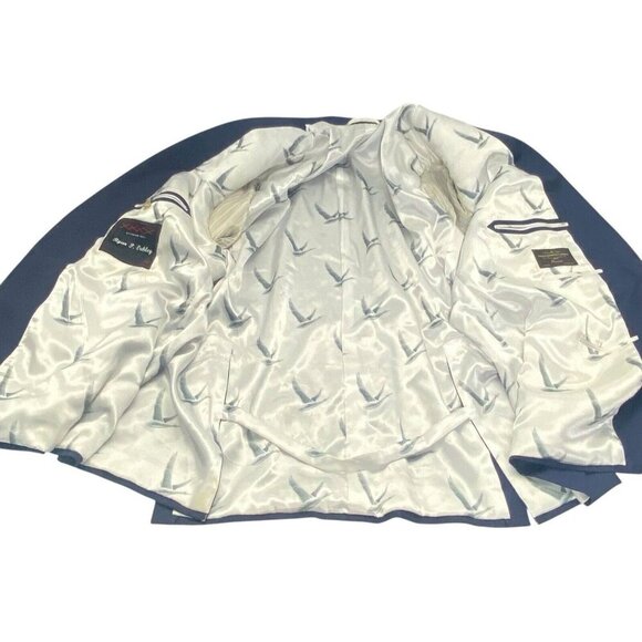 VITALE BARBERIS Men Blazer Size XL Wool Super 110 CANONICO STITCHED Blue Classic - Picture 7 of 16